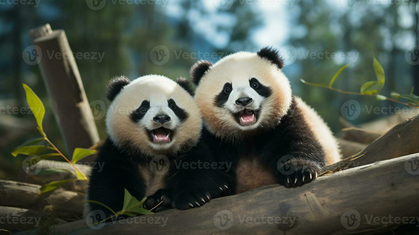Foto av hjärtat smälter två pandor med ett betoning på uttryck av kärlek. generativ ai