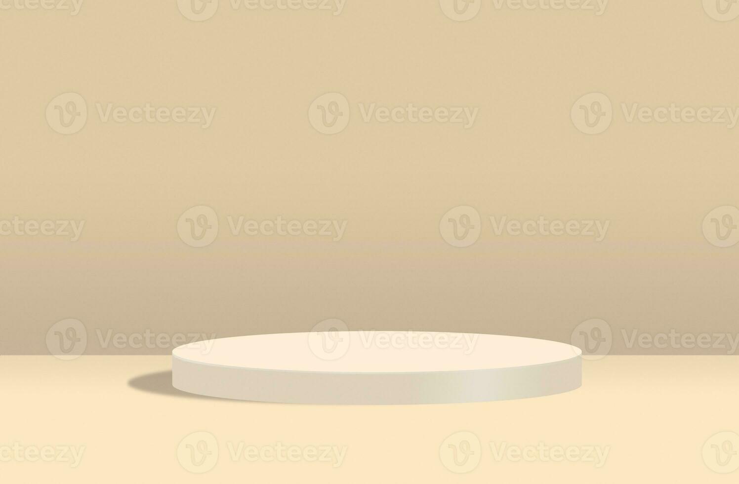 tömma minimalistisk cylindrisk piedestal på beige pastell bakgrund foto