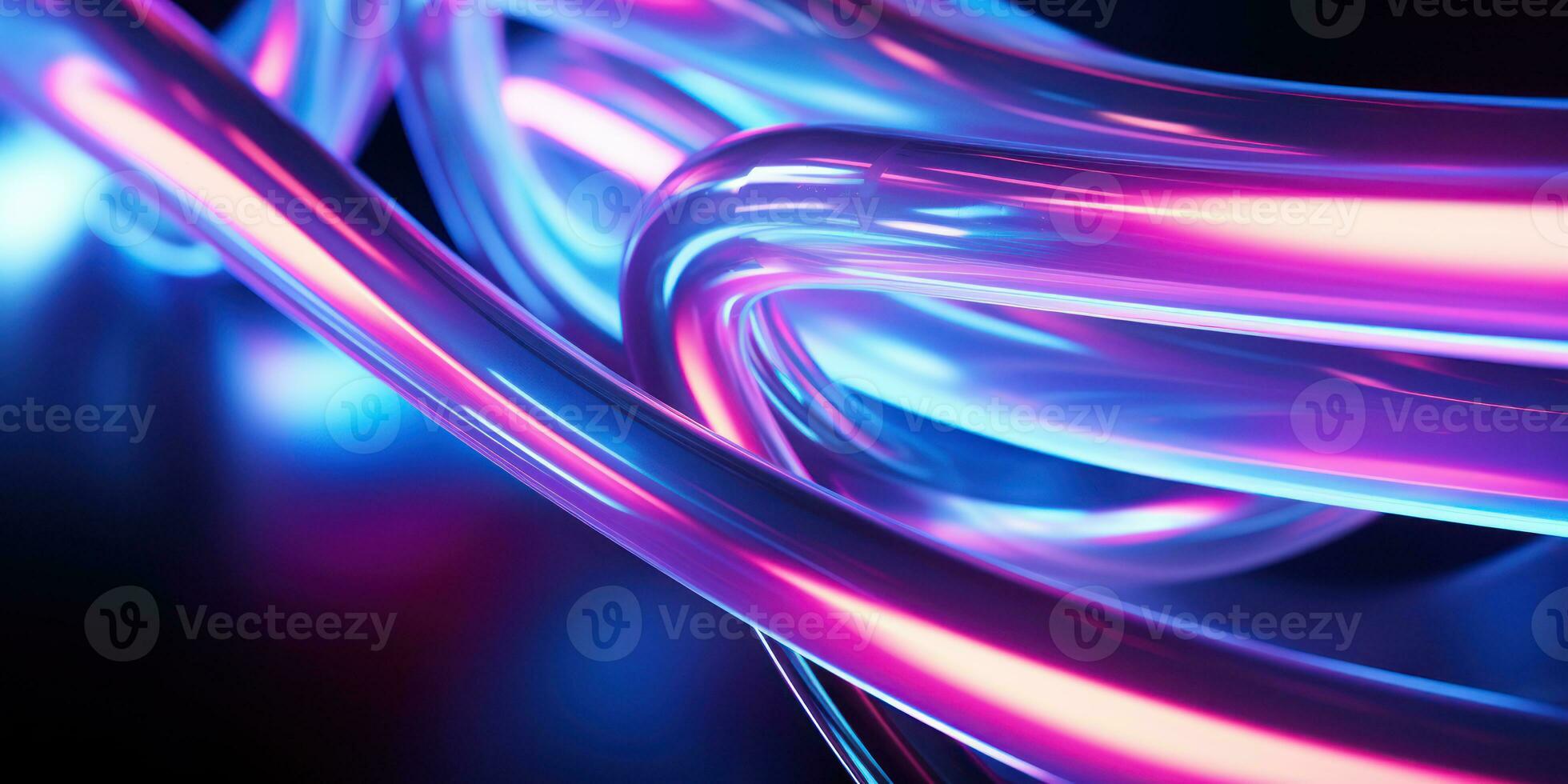 tilltrasslad neon trådar fångad i en makro perspektiv. ai generativ. foto