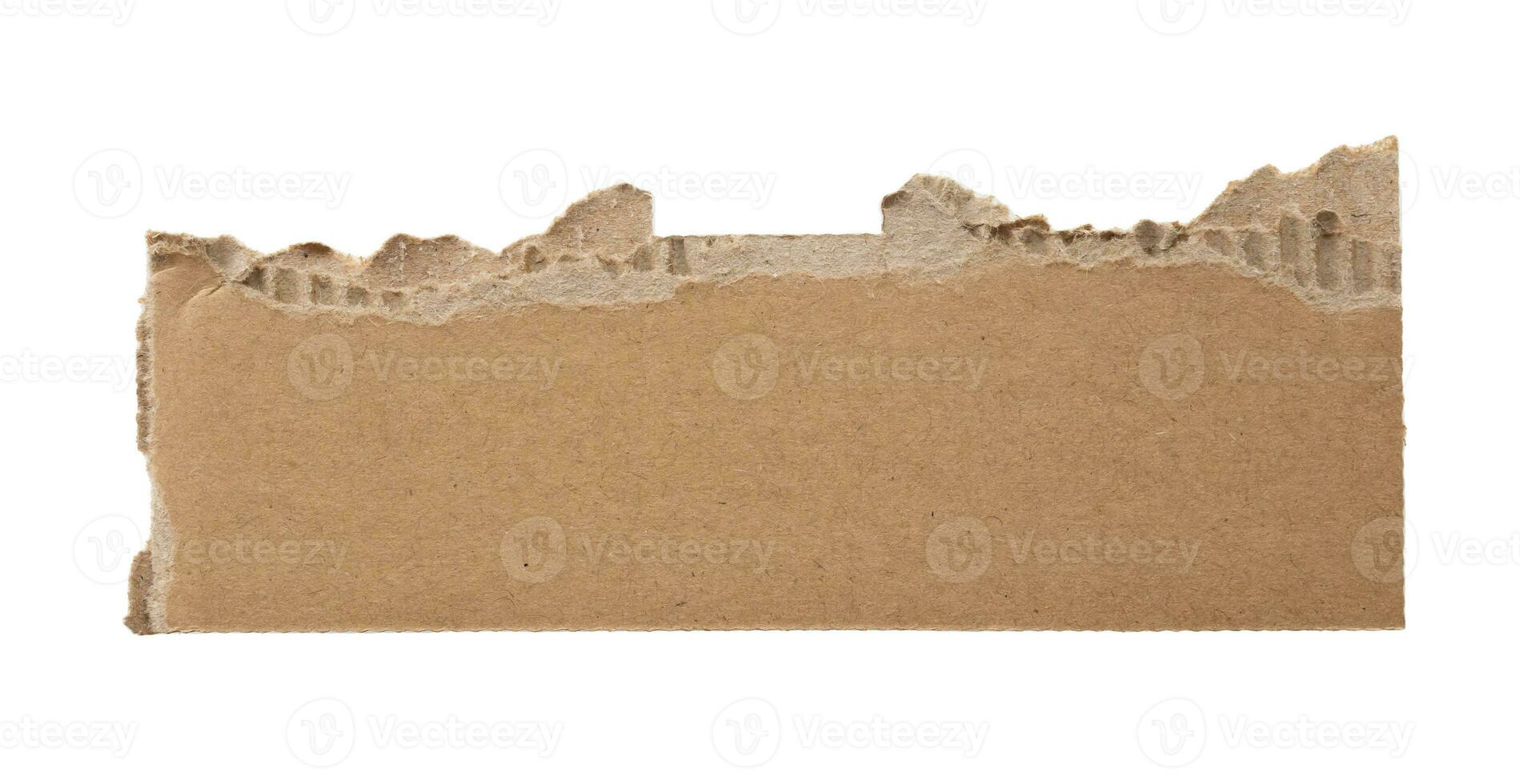 brun kartong papper bit isolerat på vit bakgrund foto