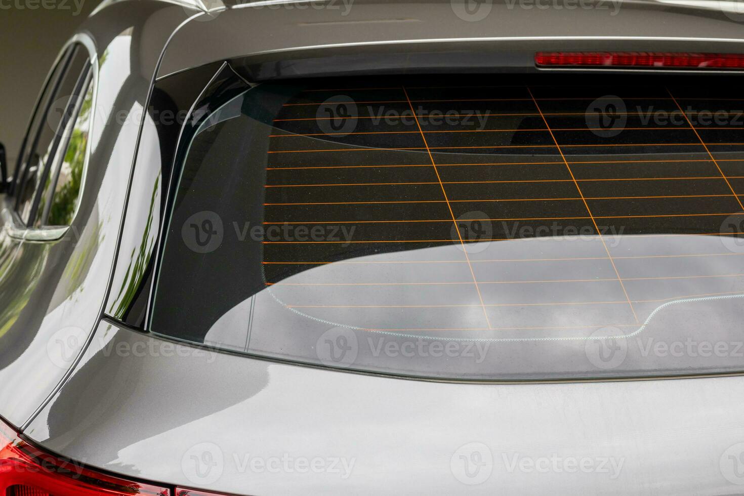 tillbaka se av grå bil fönster för klistermärke attrapp foto