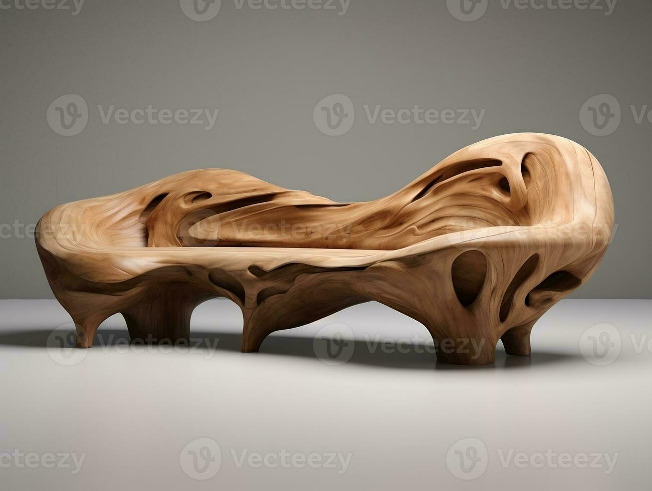 3d modell av en modern soffa tillverkad från trä ai generativ foto