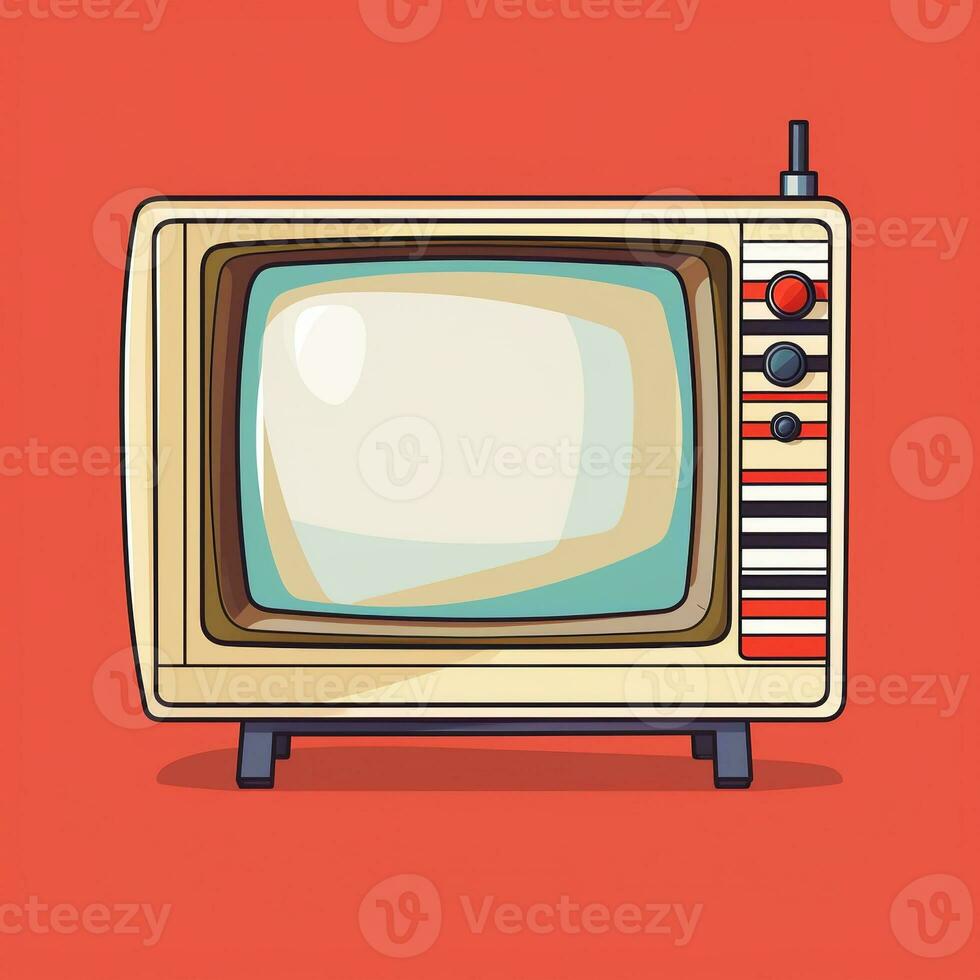 Nej signal TV illustration. retro färgrik bild generativ ai foto