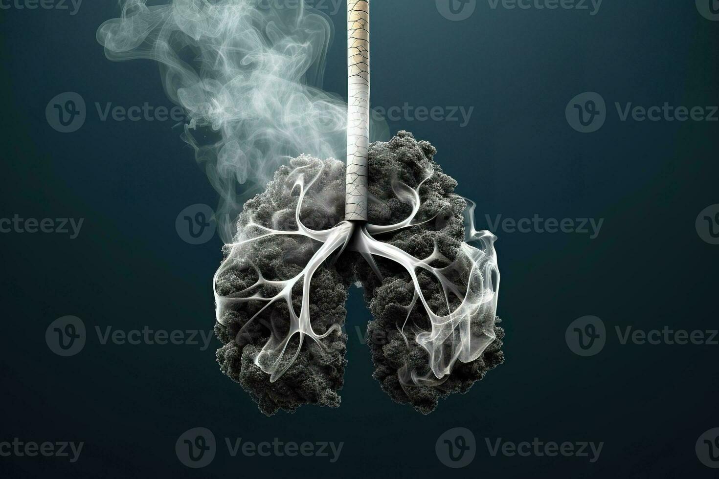 begrepp av rökning cigarett skadlig till de lungorna. generativ ai. foto