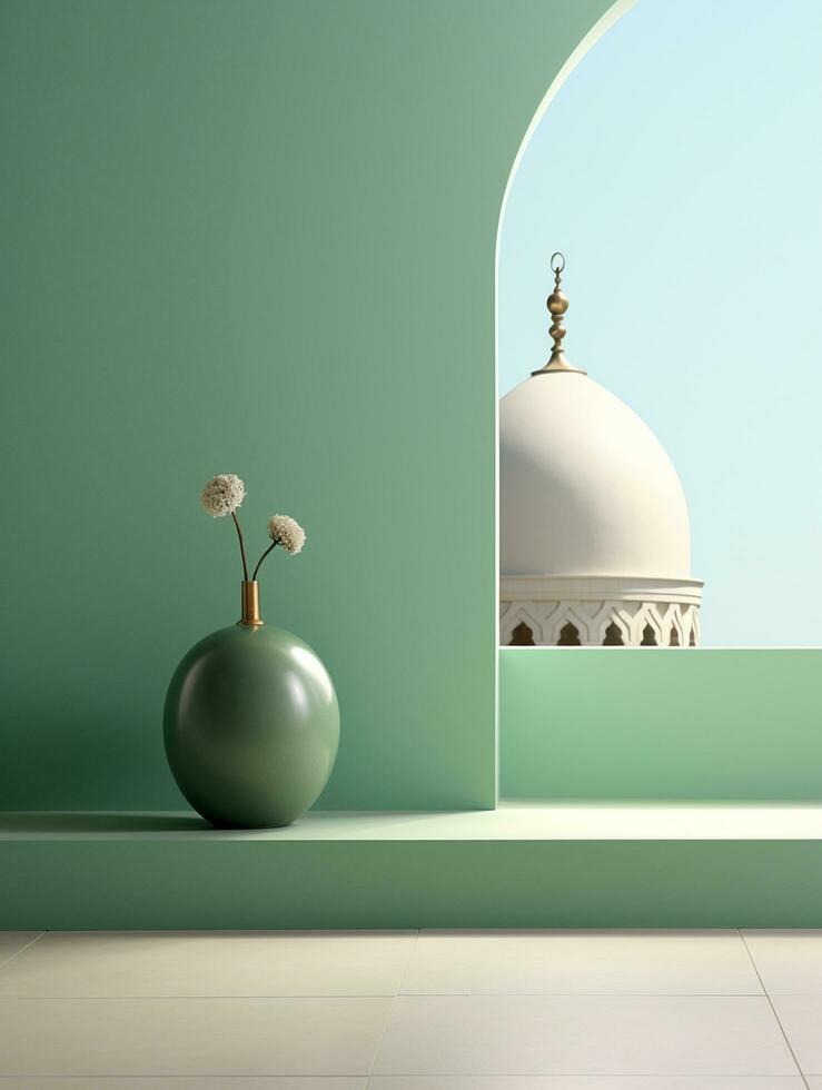 islamic ramadan hälsning kort design med islamic bakgrund sammansättning ai genererad foto