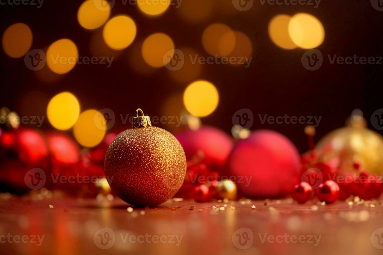 röd och guld jul boll tycka om en jul bakgrund foto