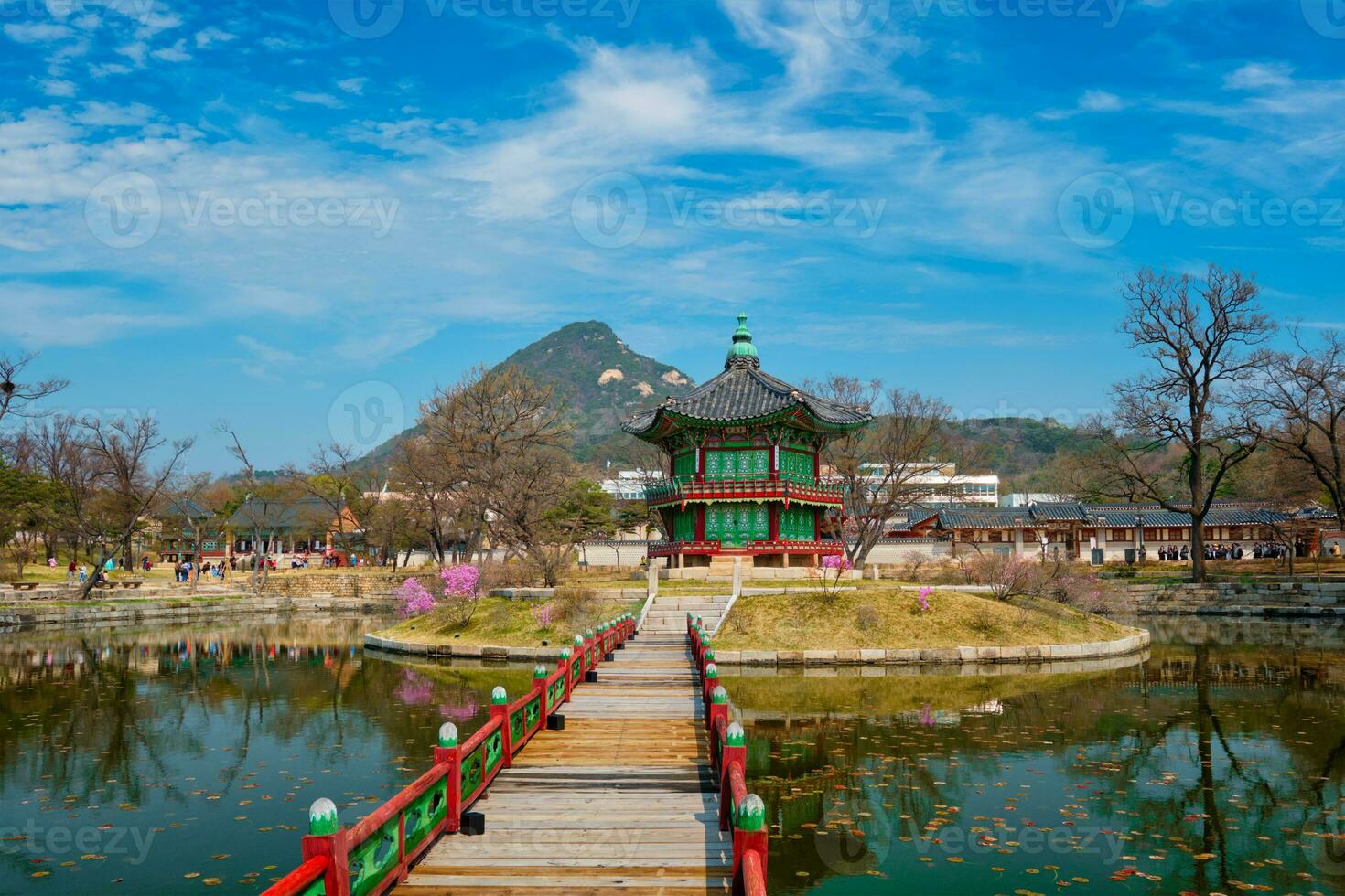 hyangwonjeong paviljong, Gyeongbokgung palats, seoul, söder korea foto