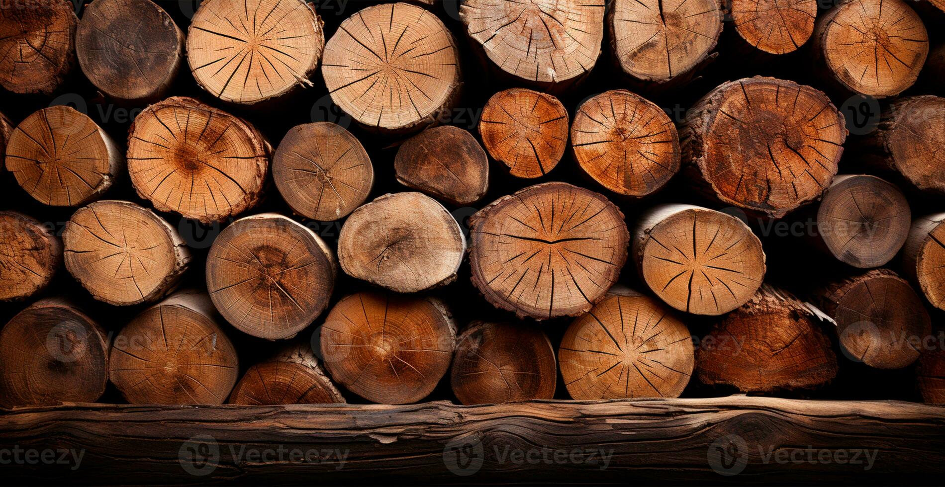panorama- bakgrund, trä ved textur - ai genererad bild foto