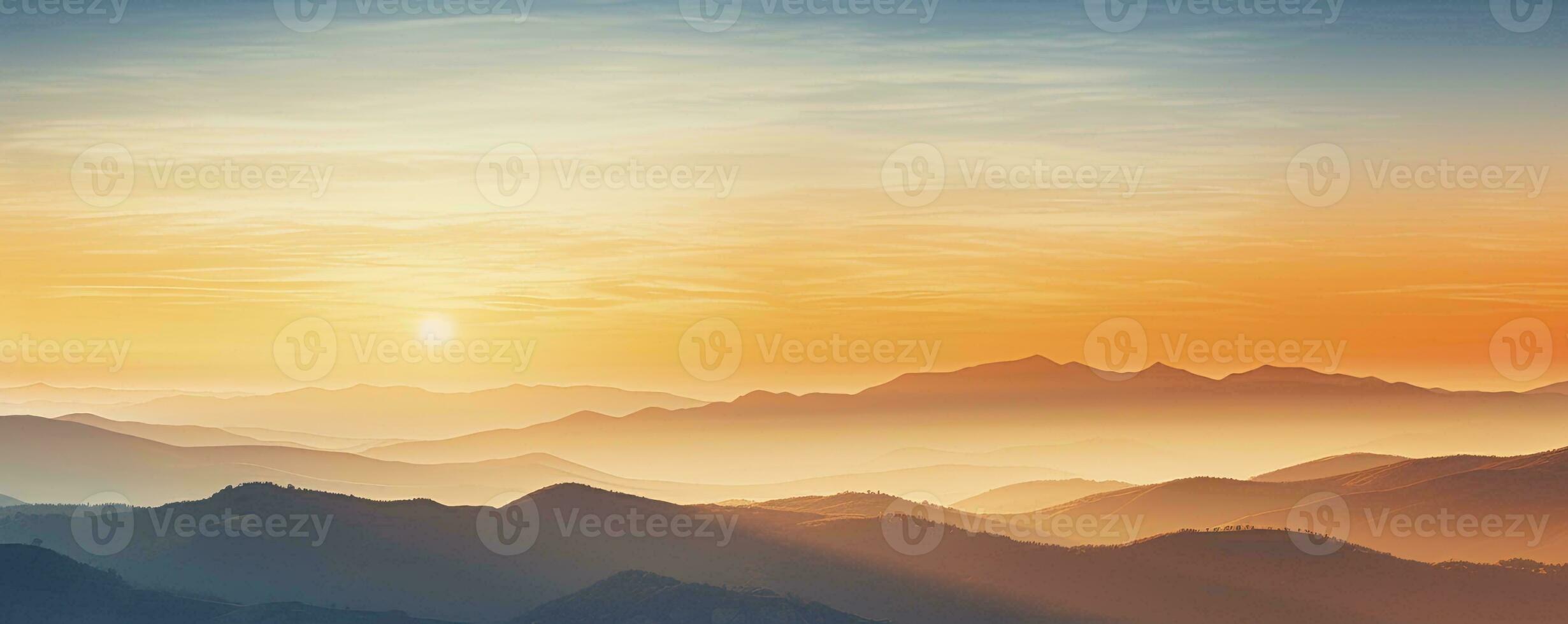 berg landskap på solnedgång, generativ ai foto