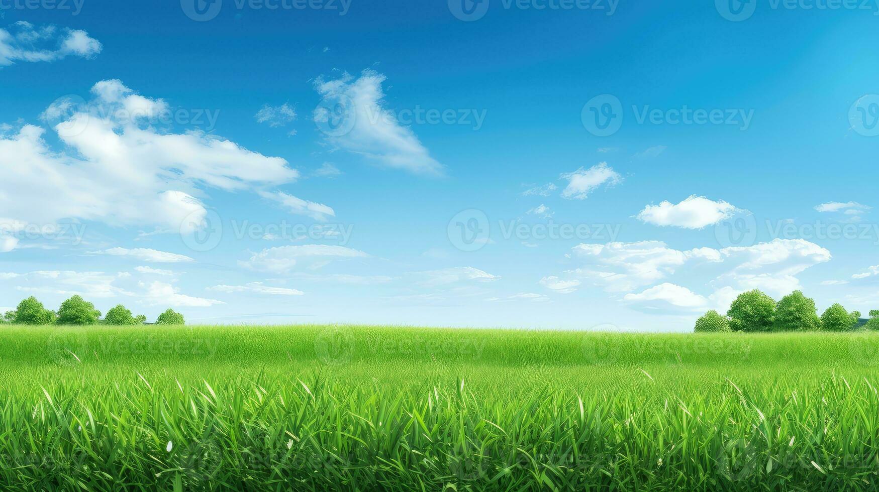 ai genererad skön gräs blå morgon- lantlig ai genererad foto