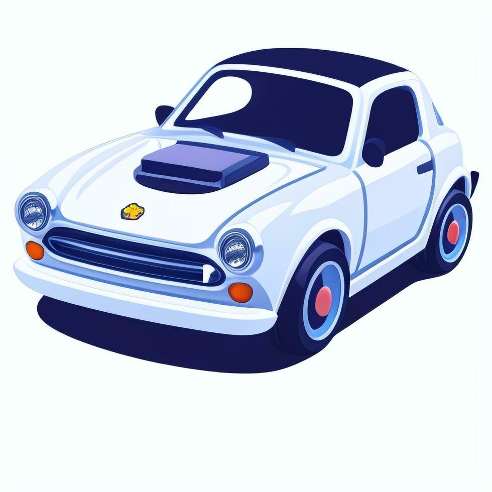 ai genererad leksak bil avatar ikon klämma konst klistermärke dekoration enkel bakgrund foto