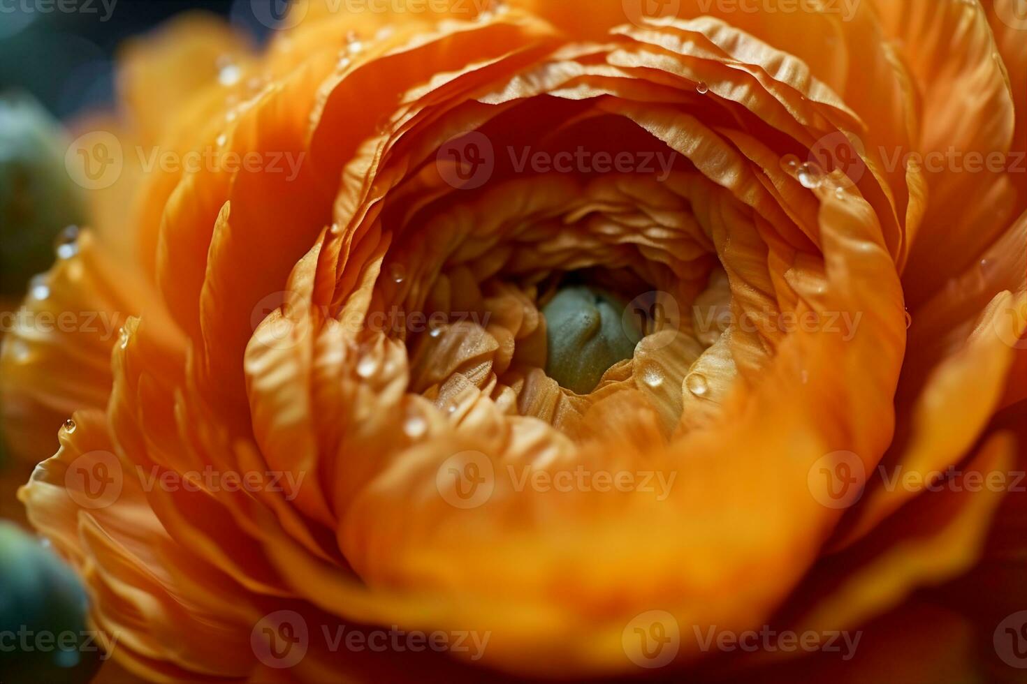 ai genererad skön bakgrund med stänga upp se till ranunkel blomma huvud. generativ ai. foto