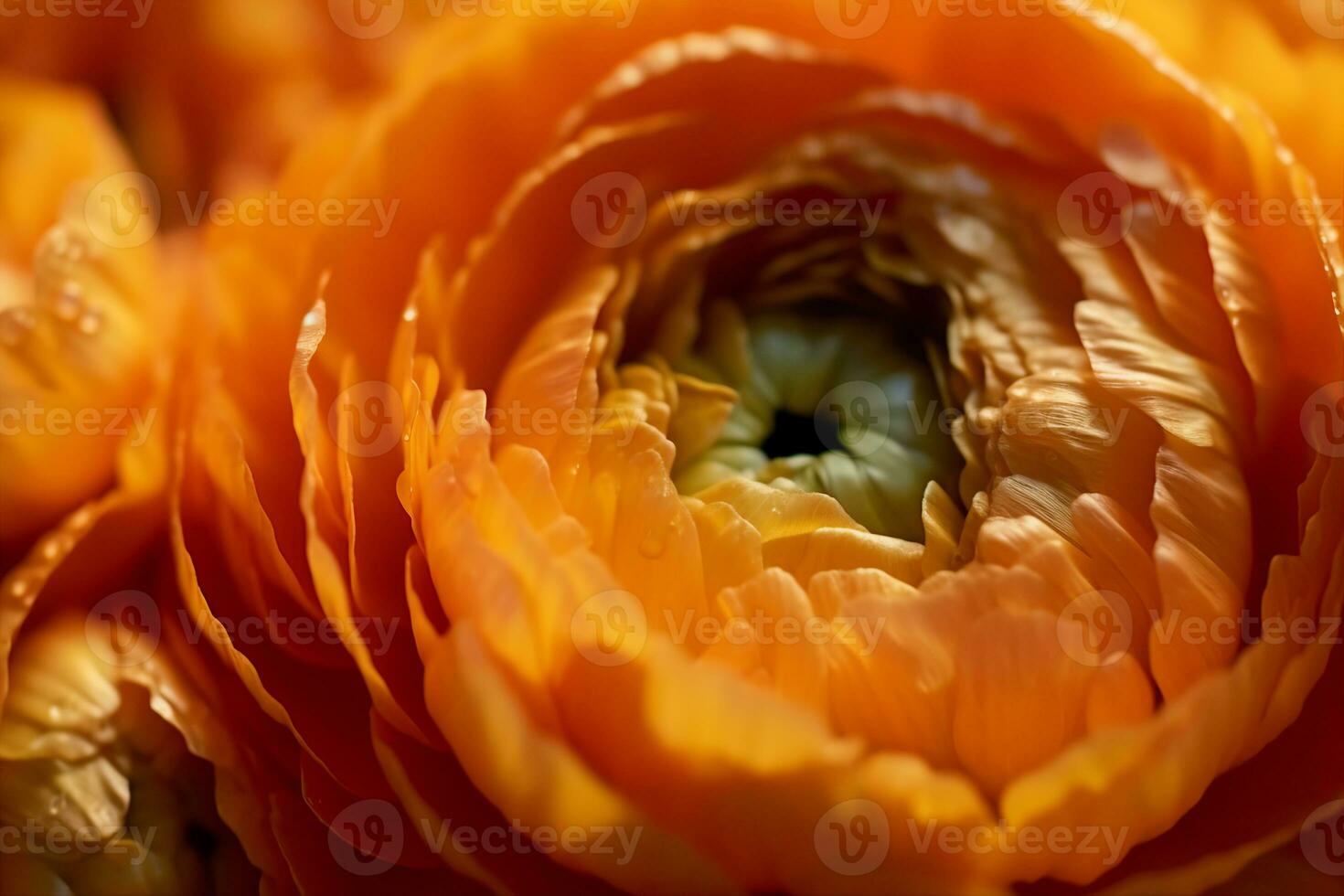 ai genererad skön bakgrund med stänga upp se till ranunkel blomma huvud. generativ ai. foto