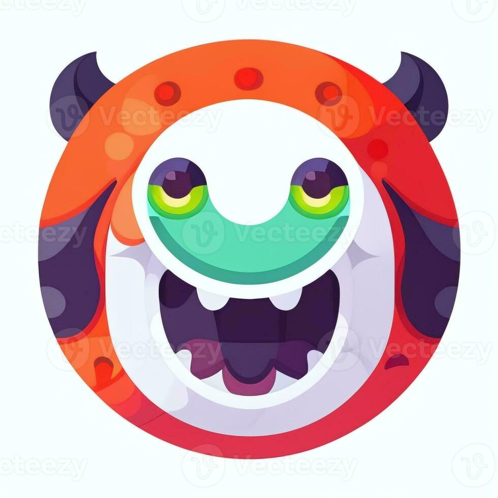 ai genererad söt monster porträtt avatar klämma konst gamer ikon klistermärke dekoration enkel bakgrund foto