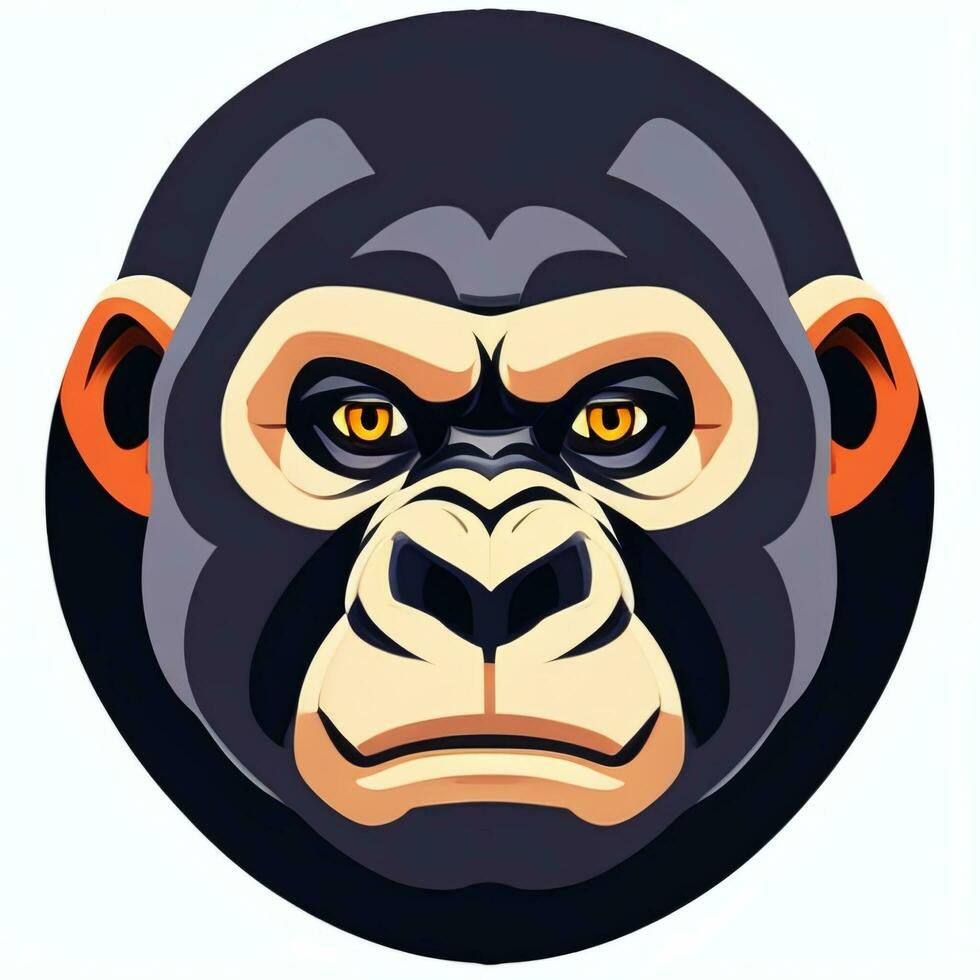 ai genererad gorilla ikon avatar gamer klämma konst klistermärke dekoration enkel bakgrund foto