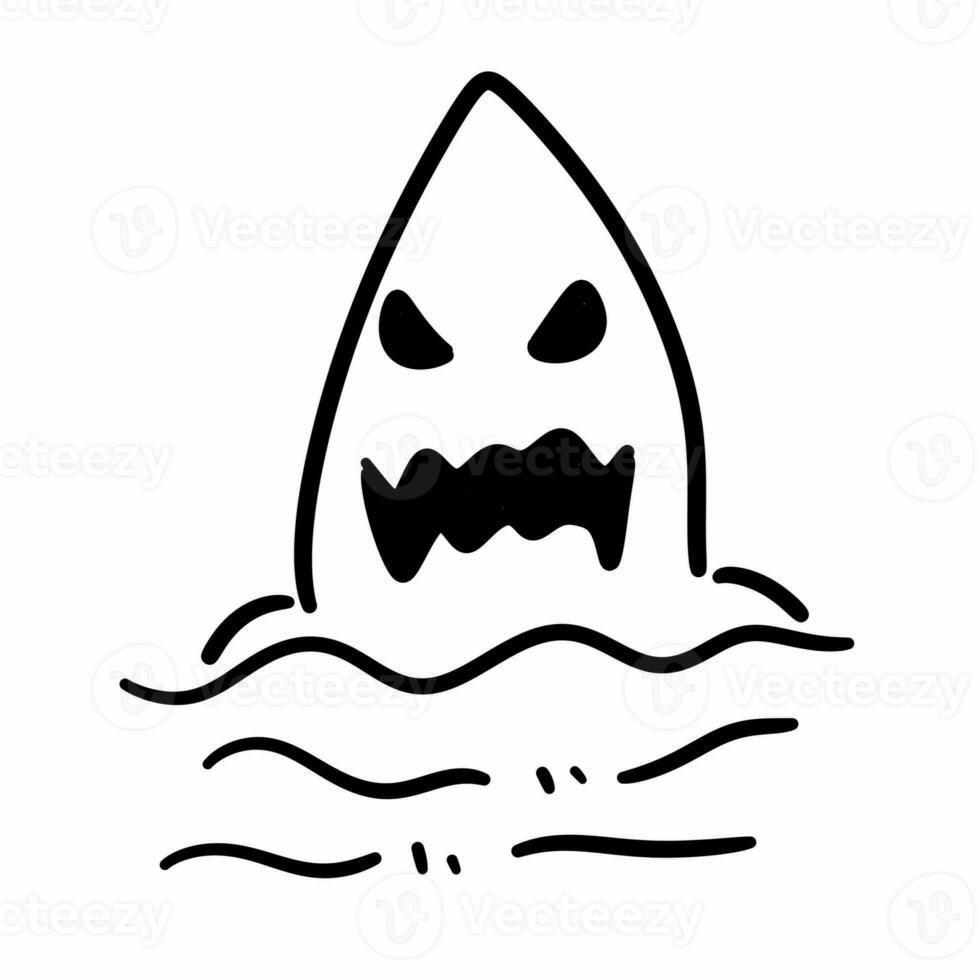tecknad serie klotter spöke haj. svart och isolerat foto