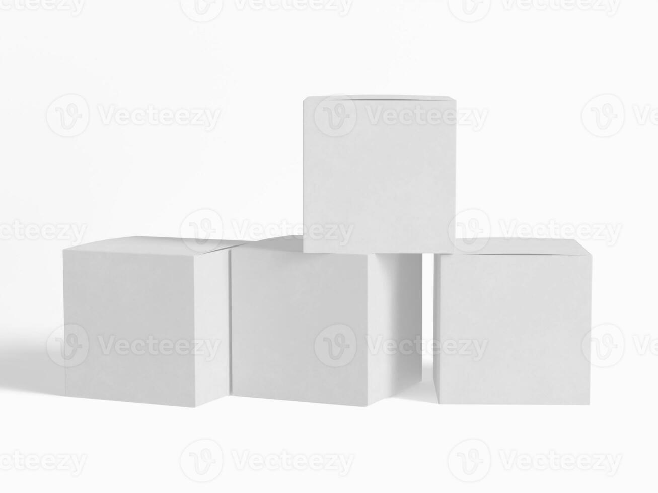 fyrkant låda förpackning vit bakåt kartong papper med realistisk textur foto