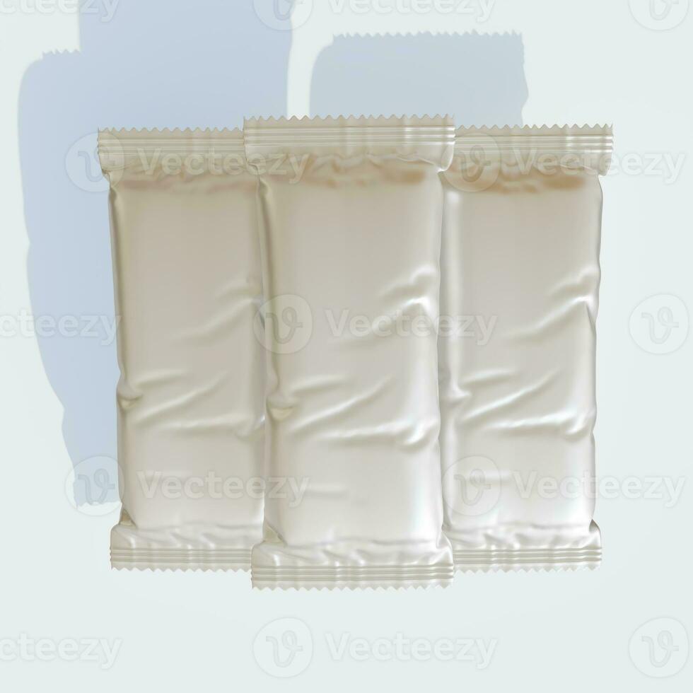 protein bar förpackning vit Färg och realistisk framställa med metalic eller glansig textur foto