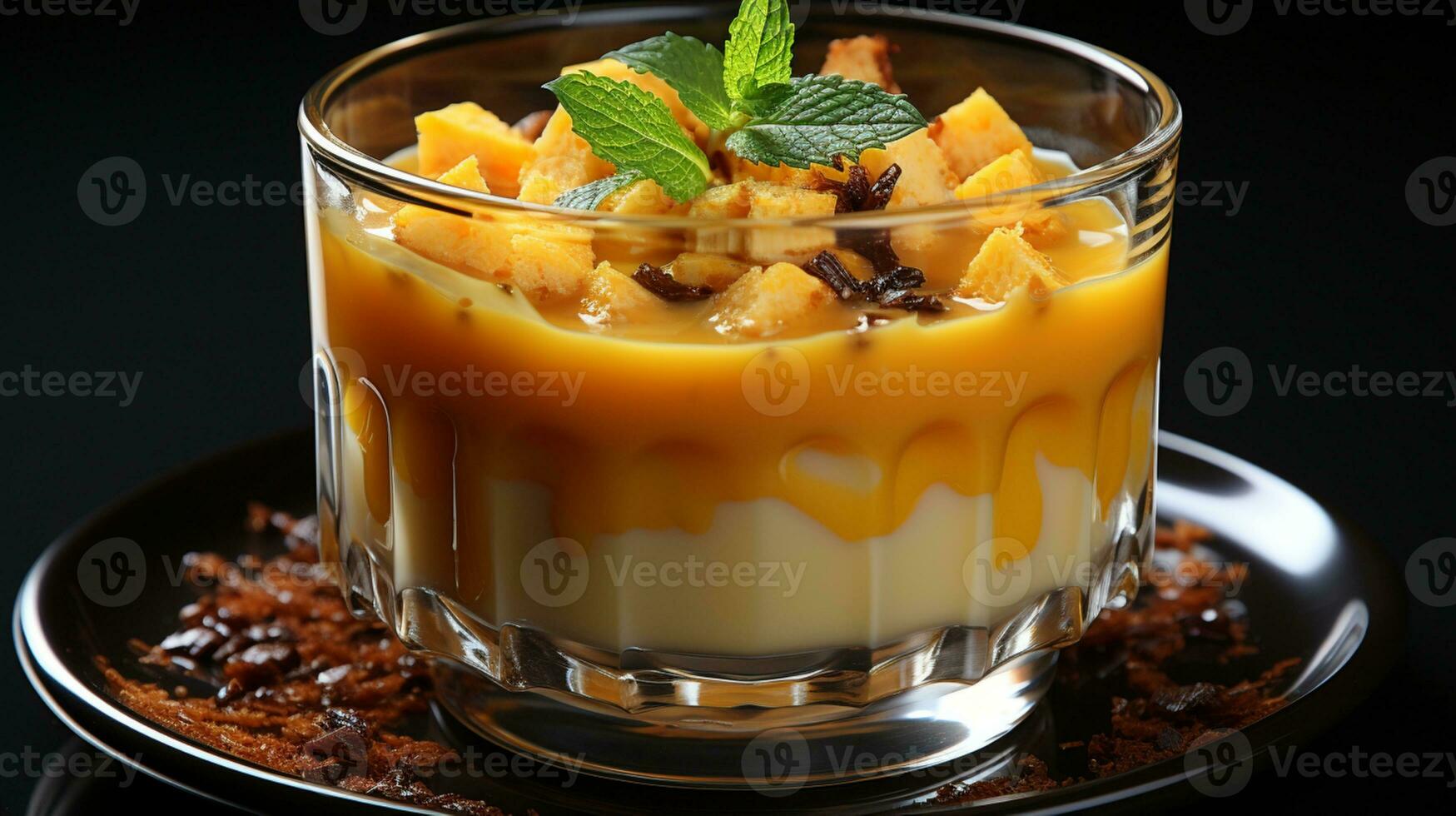 orange pudding efterrätt ljuv mat mellanmål ai genererad foto