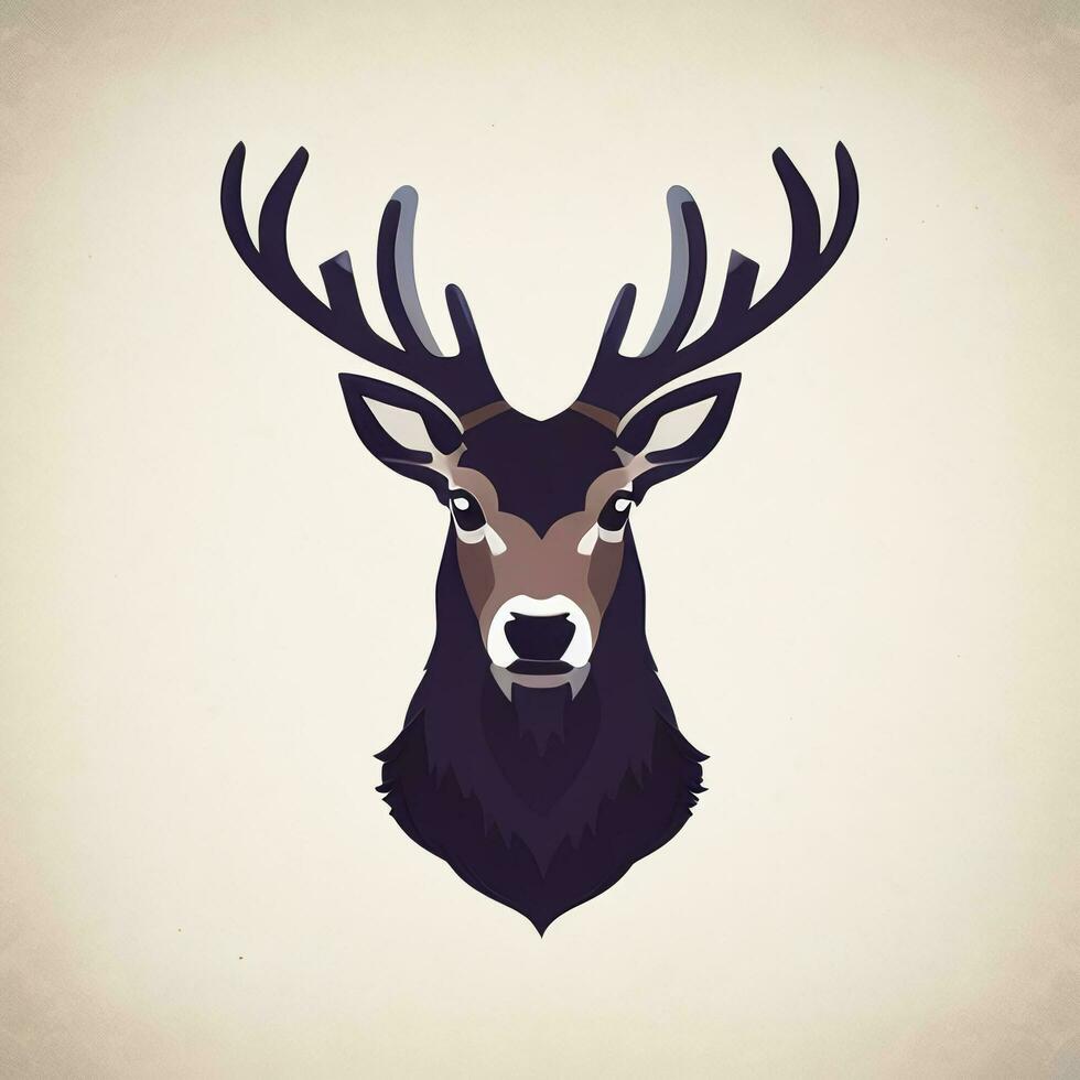 ai genererad sven hjorthorn rådjur djur- logotyp ikon klistermärke dekoration klämma konst enkel bakgrund foto