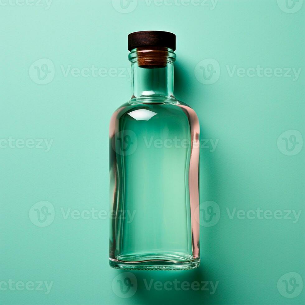 ai genererad tömma glas flaska, flytande flaska - ai genererad bild foto