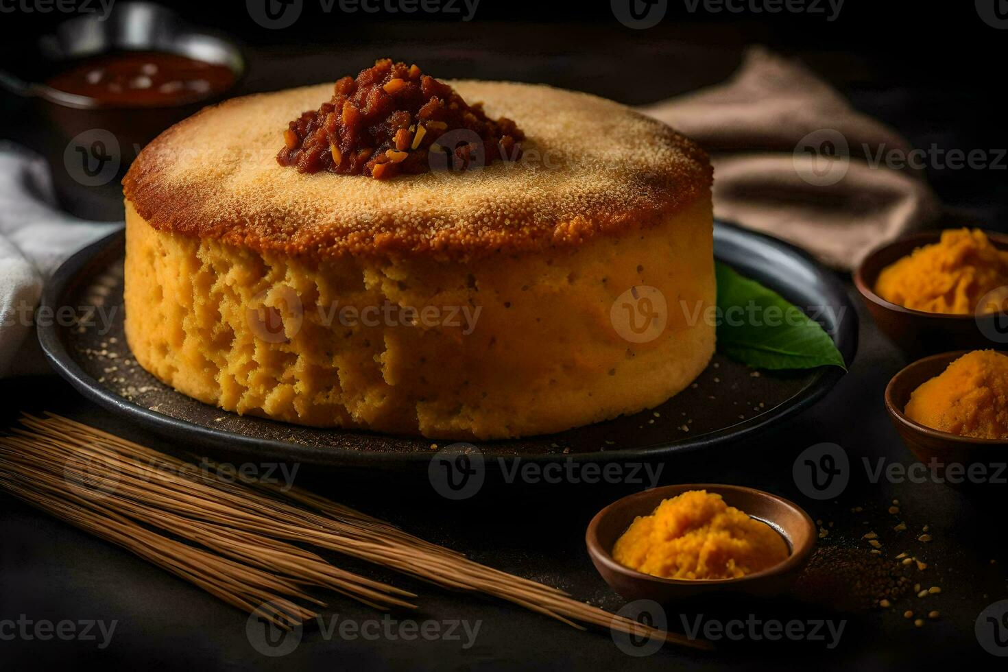 de traditionell thai maträtt är en ljuv pannkaka tillverkad med kokos mjölk och kokos mjölk. ai-genererad foto