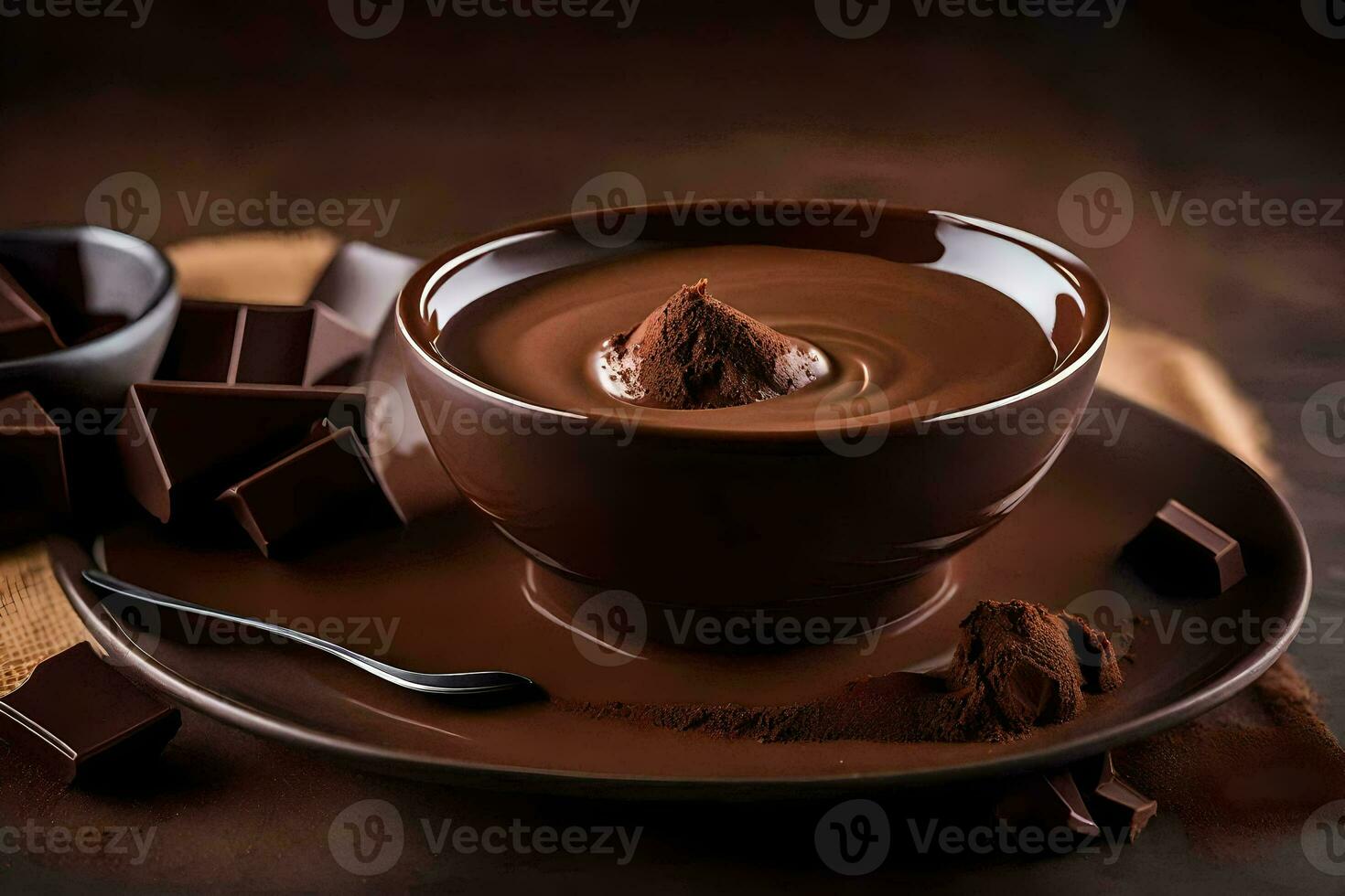 choklad pudding i en kopp. ai-genererad foto