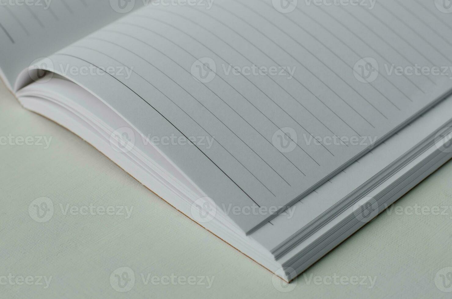 tom sida av noteboook för kopia Plats på vit bakgrund foto