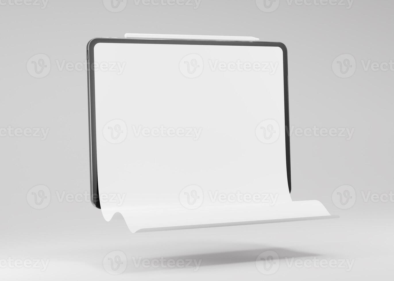 lång skrolla läsplatta skärm, använda sig av för design presentation attrapp foto