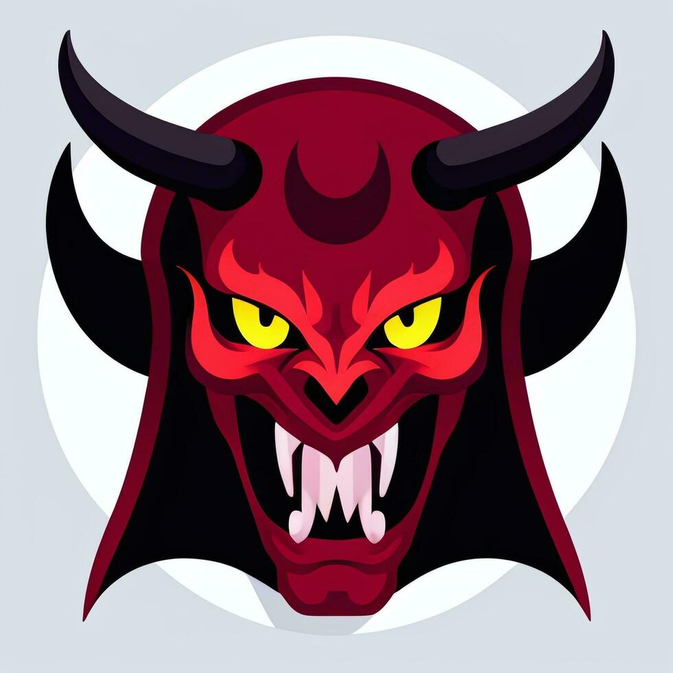 ai genererad demon ikon avatar gamer klämma konst klistermärke dekoration enkel bakgrund foto