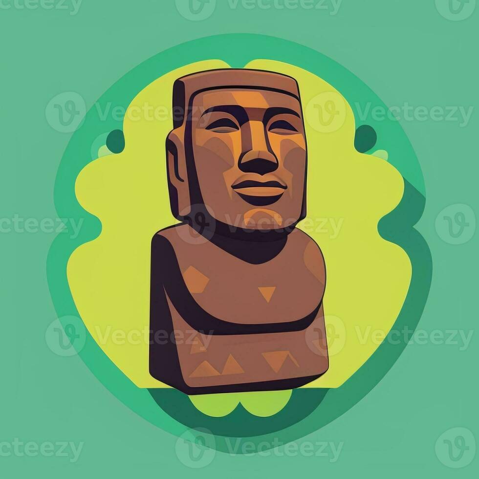 ai genererad moai staty sten huvud avatar gamer klämma konst klistermärke dekoration enkel bakgrund kulturell foto