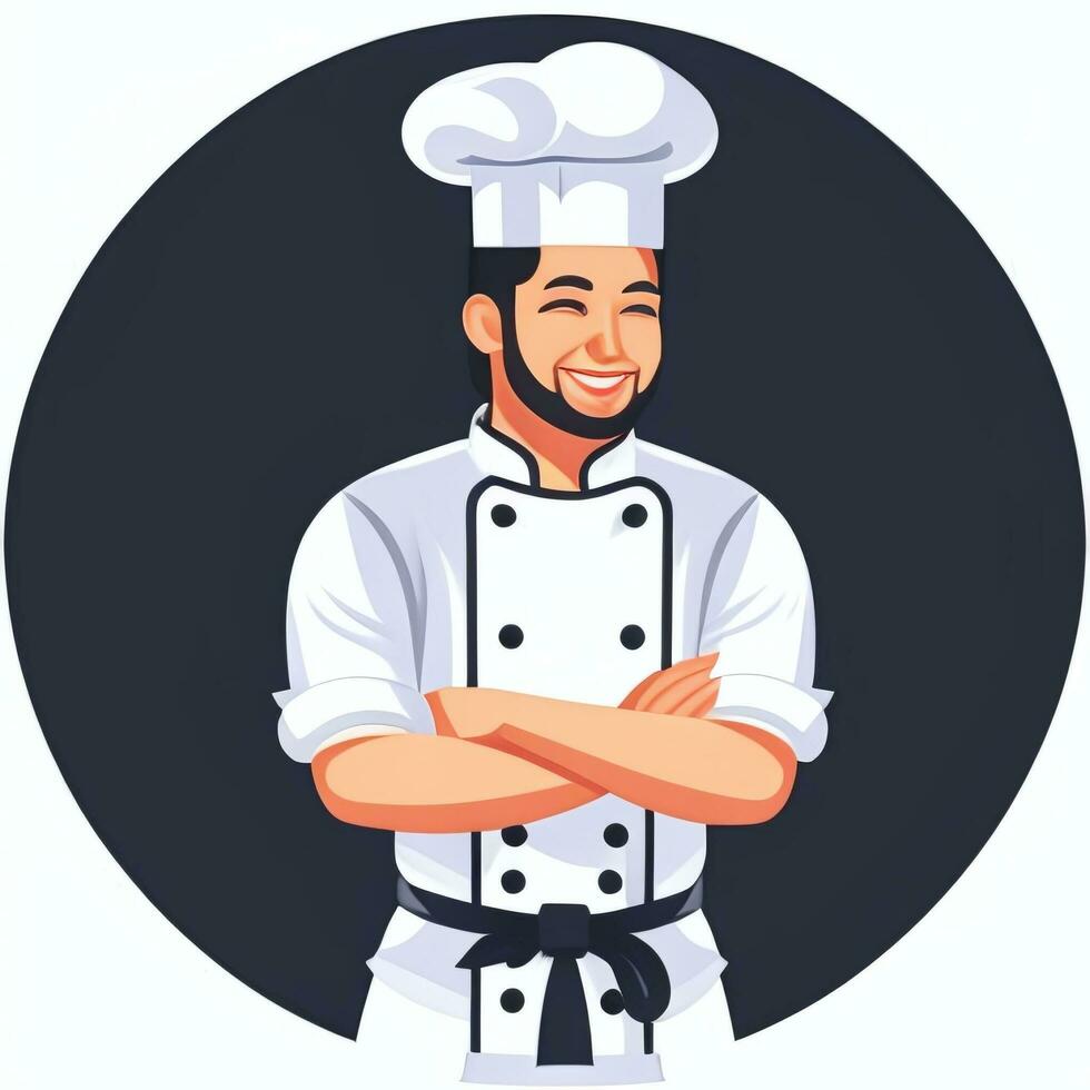 ai genererad kock laga mat avatar ikon klämma konst klistermärke dekoration enkel bakgrund foto
