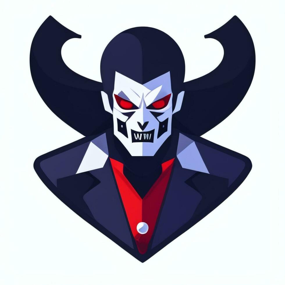 ai genererad dracula vampyr avatar gamer ikon klämma konst klistermärke dekoration enkel bakgrund foto