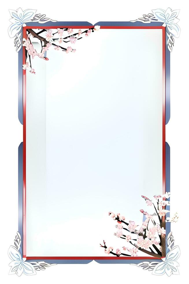 ai genererad japansk gräns ram, sakura gräns ram illustration foto