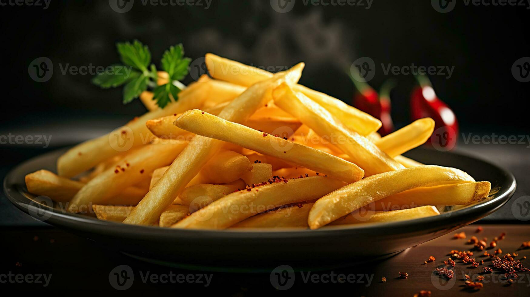 välsmakande franska frites kök nyligen beredd till fulländning. generativ ai foto