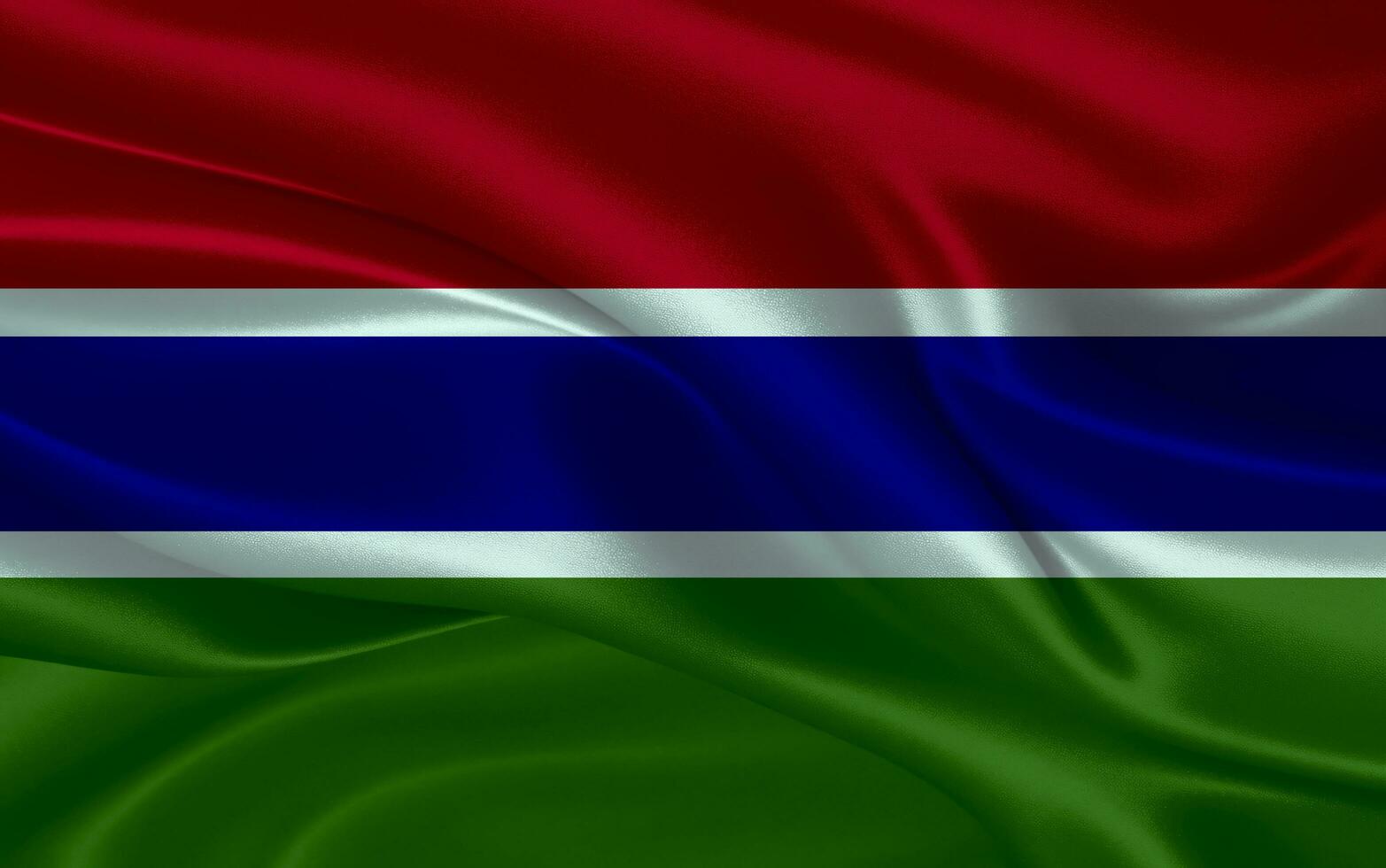 3d vinka realistisk silke nationell flagga av gambia. Lycklig nationell dag gambia flagga bakgrund. stänga upp foto
