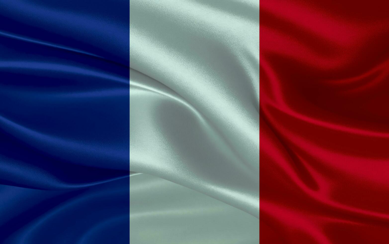 3d vinka realistisk silke nationell flagga av Frankrike. Lycklig nationell dag Frankrike flagga bakgrund. stänga upp foto