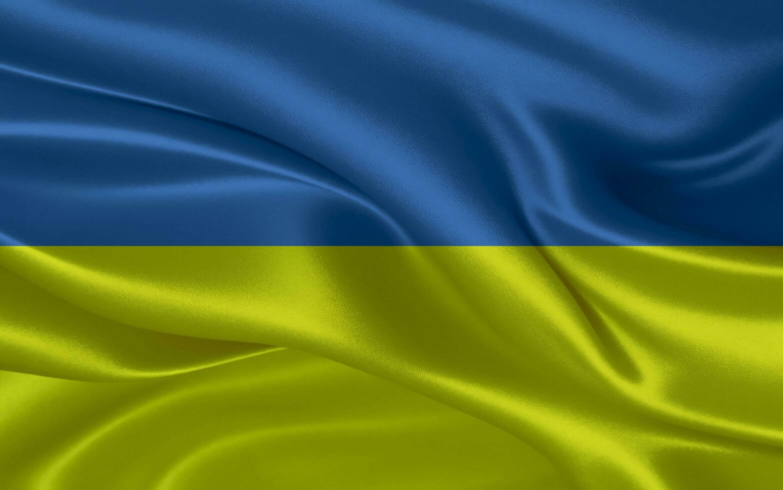 3d vinka realistisk silke nationell flagga av ukraina. Lycklig nationell dag ukraina flagga bakgrund. stänga upp foto