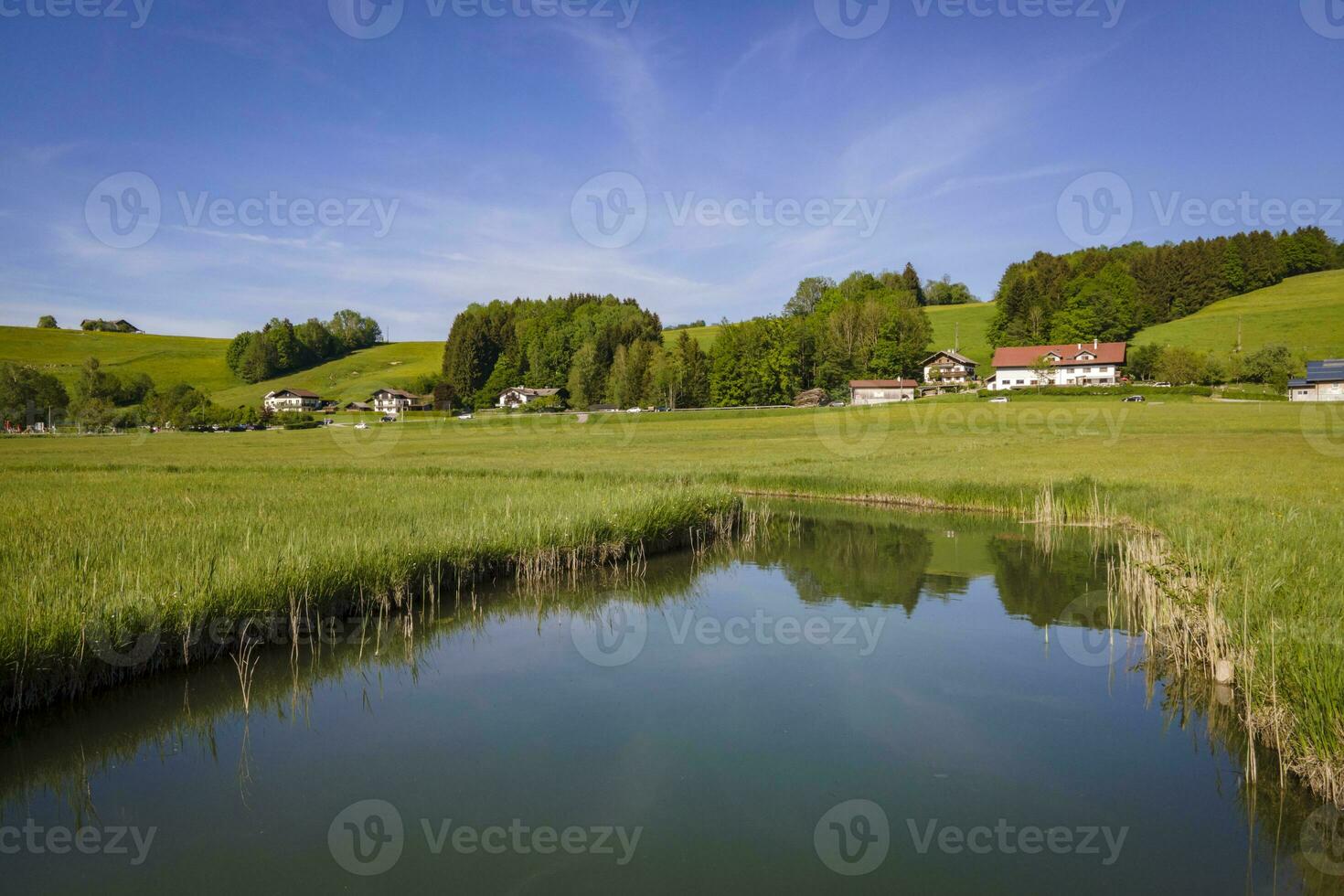 landskap på de underbar lokal- rekreation område på de irrsee i österrike foto