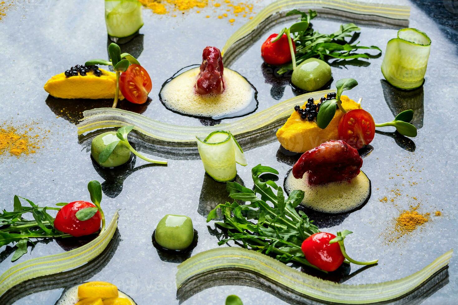 abstrakt gastronomi förtrupp begrepp molekyl kök bakgrund foto