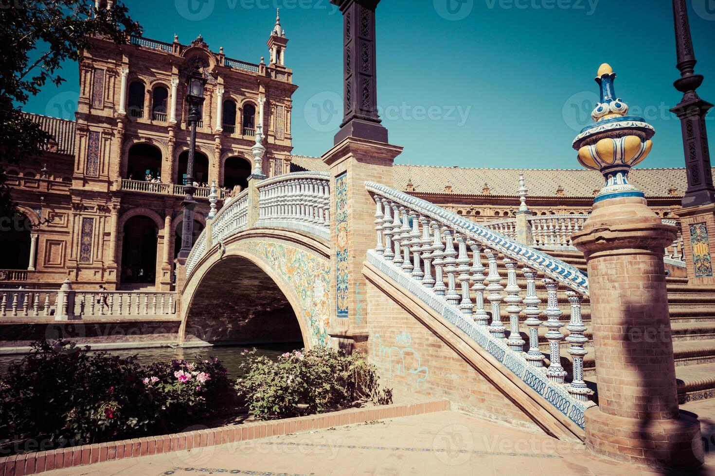 spanska fyrkant torg de espana i Sevilla, Spanien foto