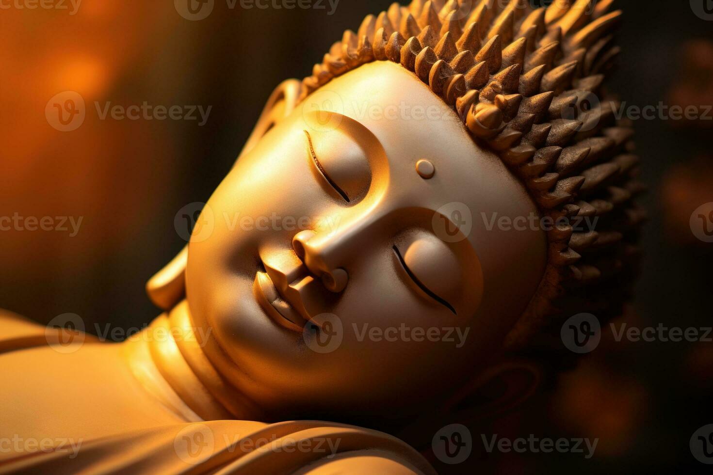 ai genererad närbild av buddha staty i buddist tempel foto