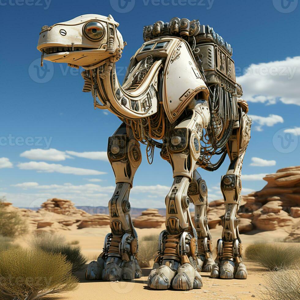 ai genererad 3d tecknad serie kamel robot foto