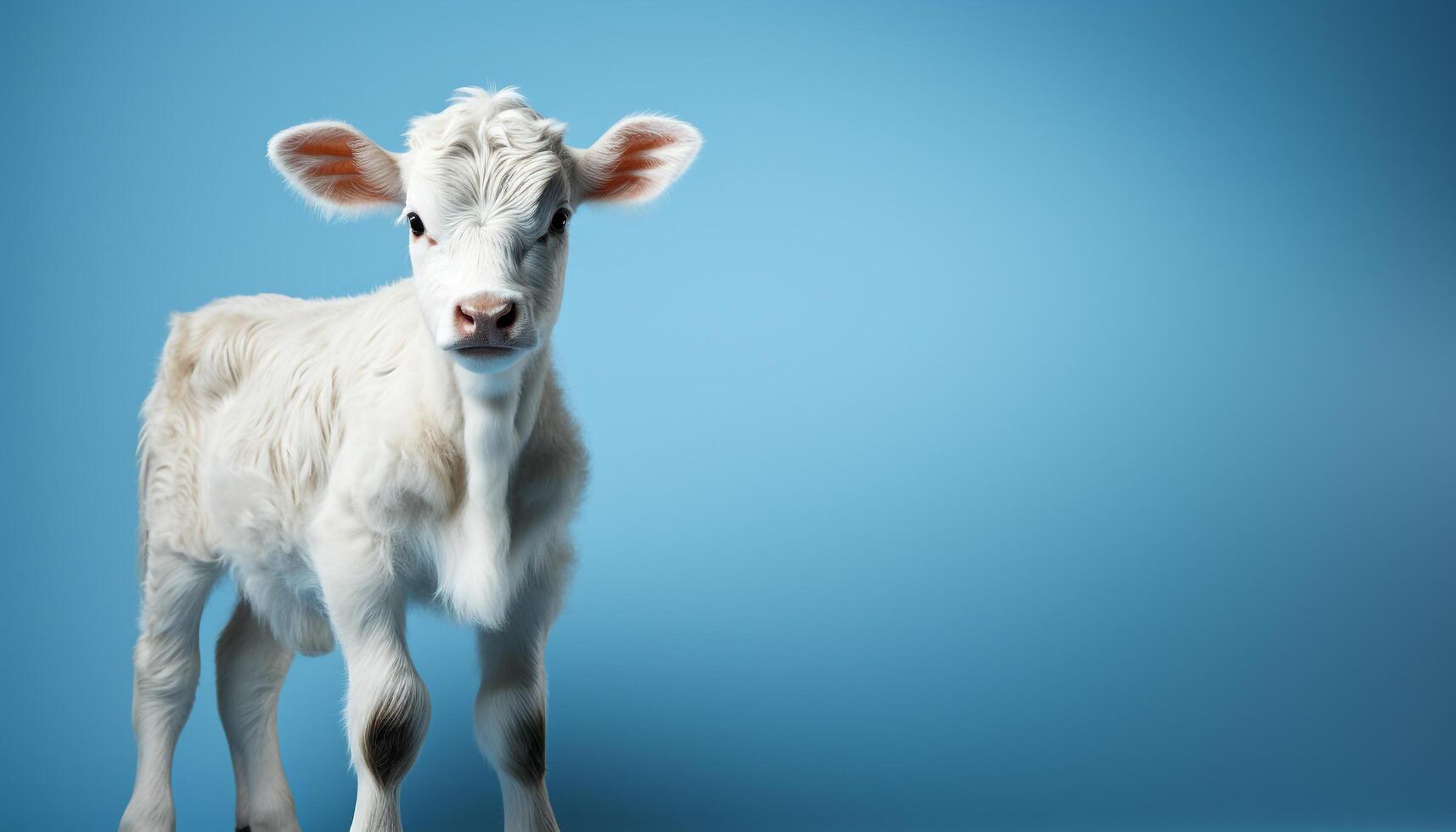 ai genererad söt lamm betning i grön äng på en bruka genererad förbi ai foto