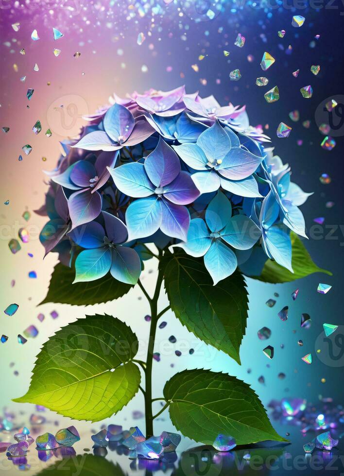 ai genererad hortensia holografiska blommor foto