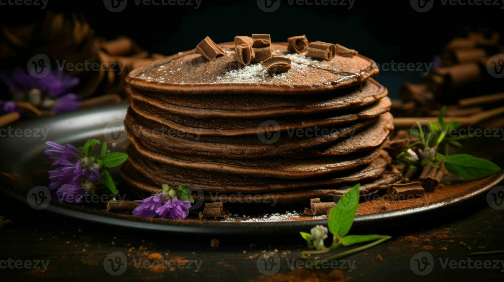 ai genererad utsökt bovete mjöl choklad pannkakor foto