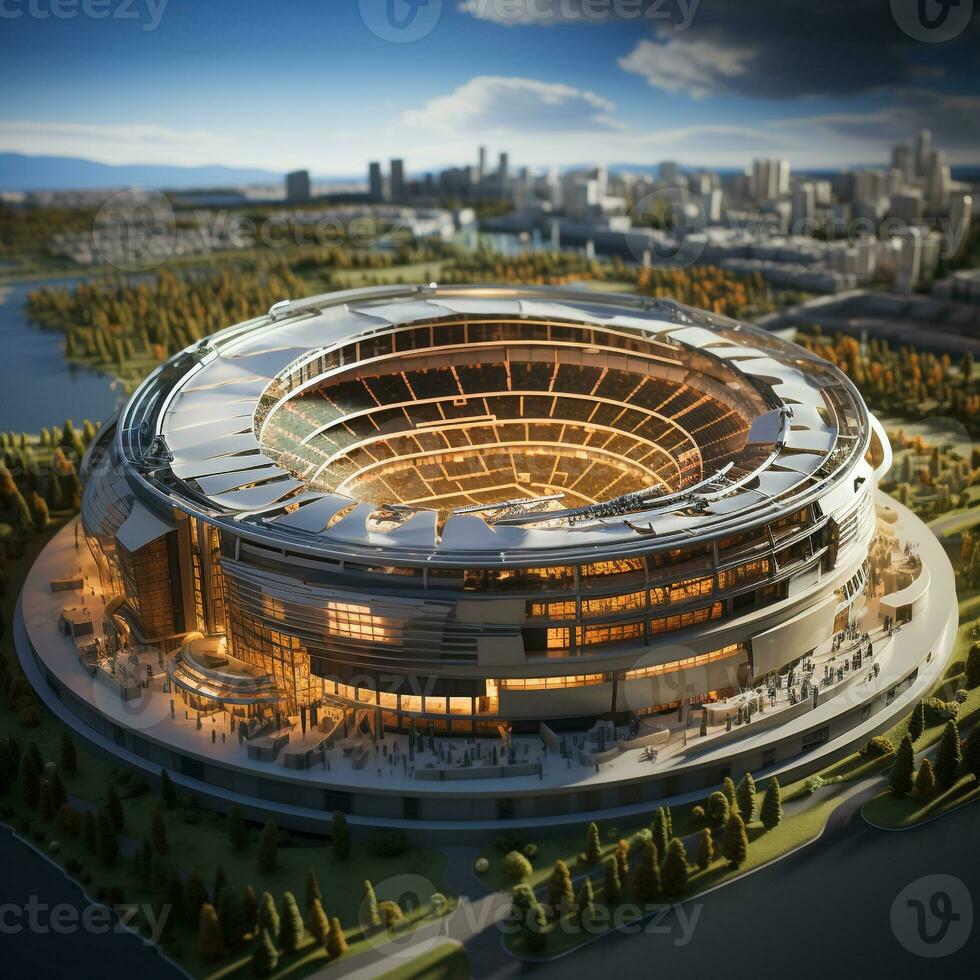 ai genererad 3d miniatyr- modell av de stadion foto