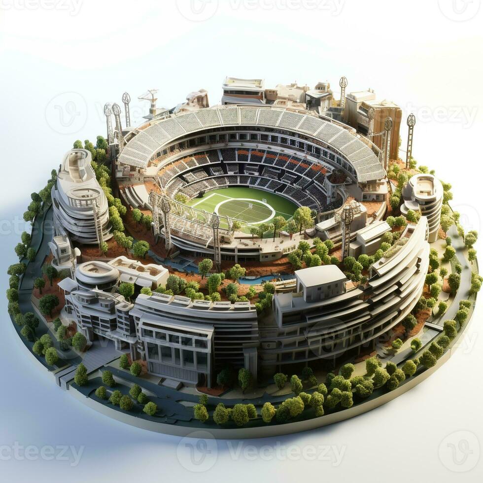 ai genererad 3d miniatyr- modell av de stadion foto