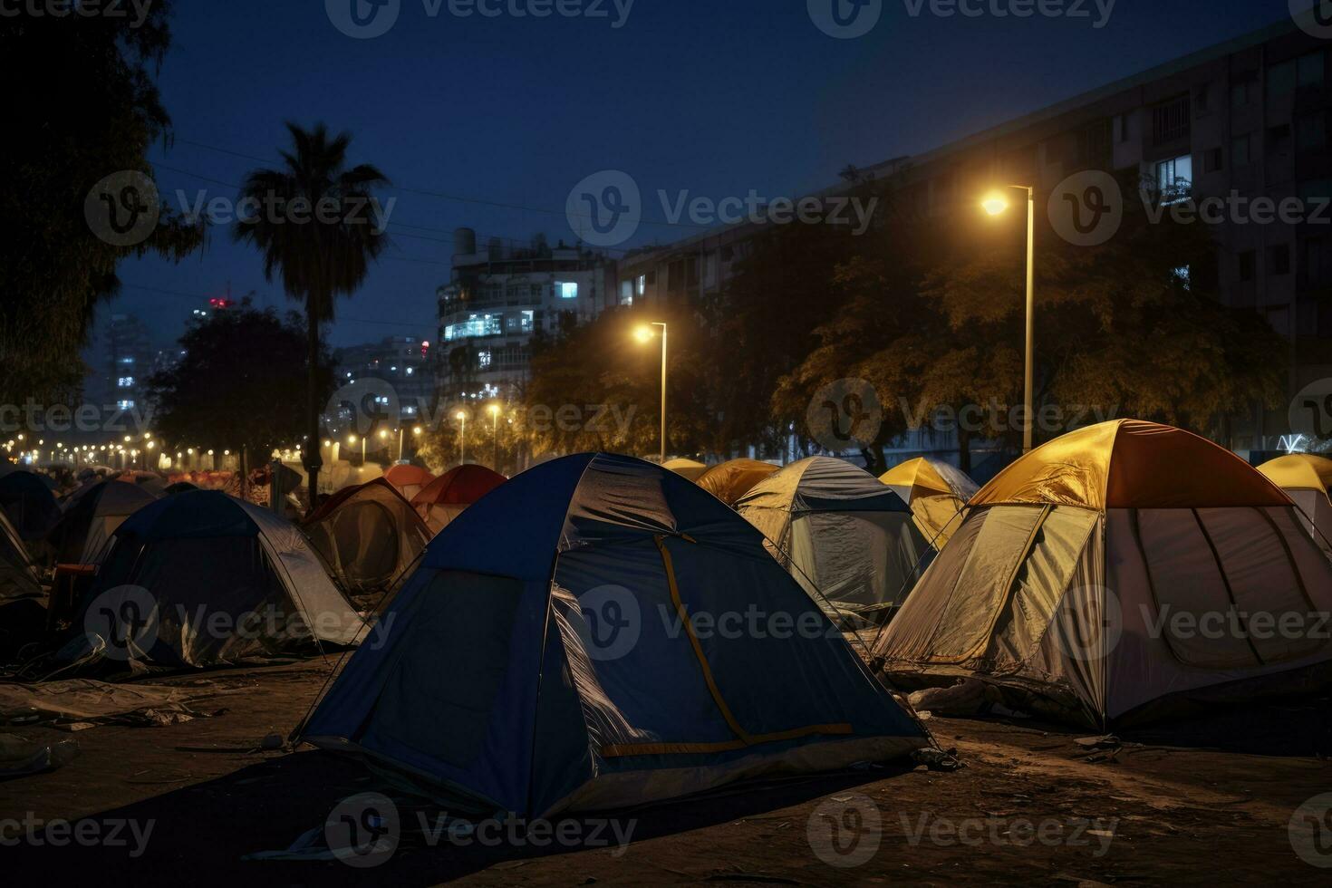 ai genererad ansvar frihet gata människor barcelona stad tecken tält demonstration flagga enhet foto