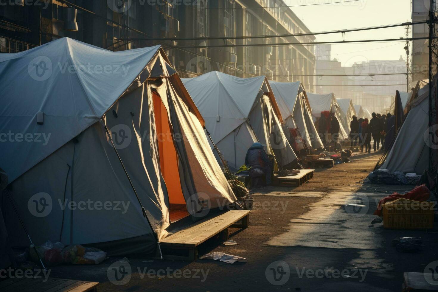 ai genererad sjukdom kvinna gräns flykting tråd krig muslim läger olaglig hunger tält mat gata irak foto